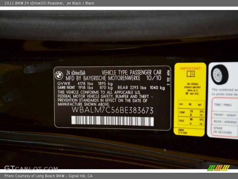 Jet Black / Black 2011 BMW Z4 sDrive35i Roadster