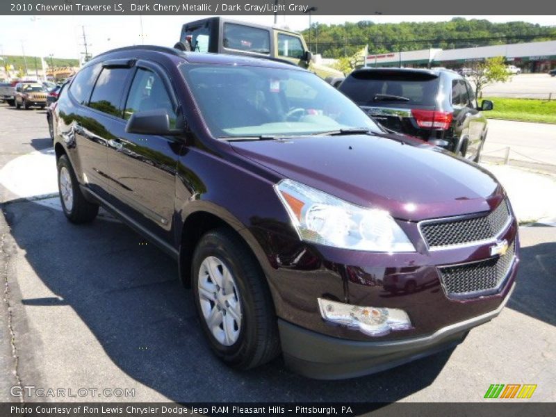 Dark Cherry Metallic / Dark Gray/Light Gray 2010 Chevrolet Traverse LS