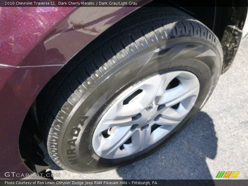 Dark Cherry Metallic / Dark Gray/Light Gray 2010 Chevrolet Traverse LS