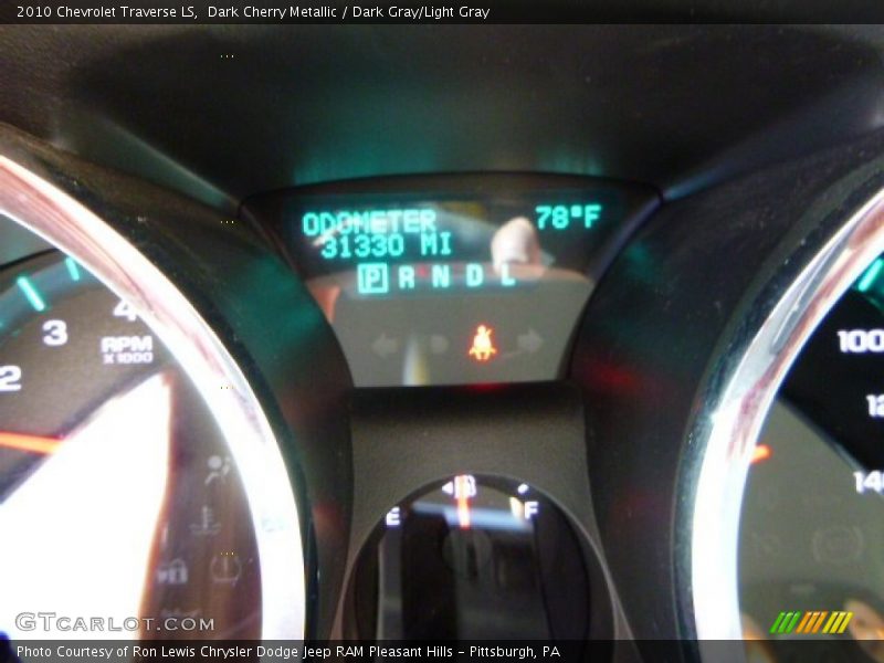 Dark Cherry Metallic / Dark Gray/Light Gray 2010 Chevrolet Traverse LS
