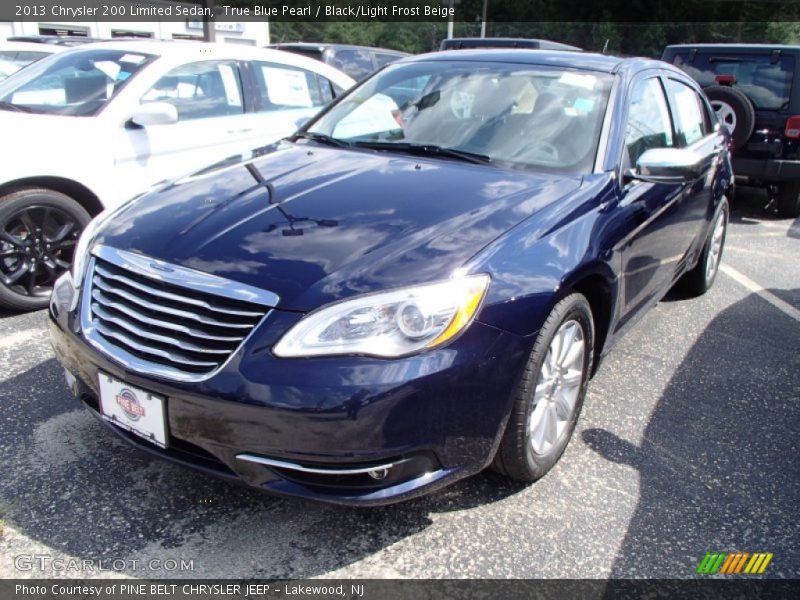 True Blue Pearl / Black/Light Frost Beige 2013 Chrysler 200 Limited Sedan