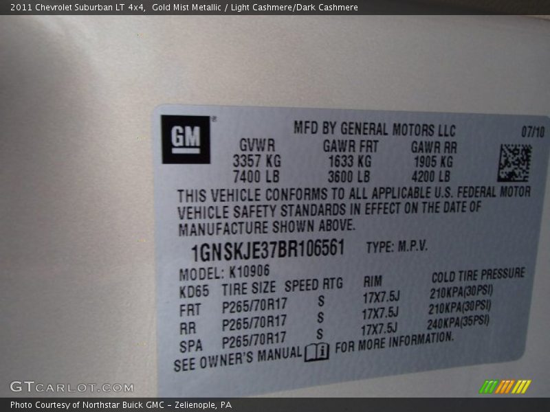 Gold Mist Metallic / Light Cashmere/Dark Cashmere 2011 Chevrolet Suburban LT 4x4