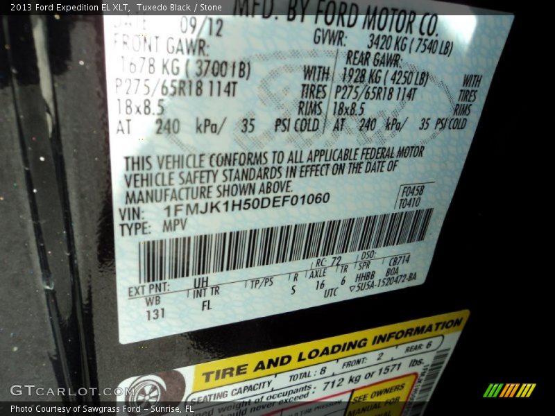 Tuxedo Black / Stone 2013 Ford Expedition EL XLT