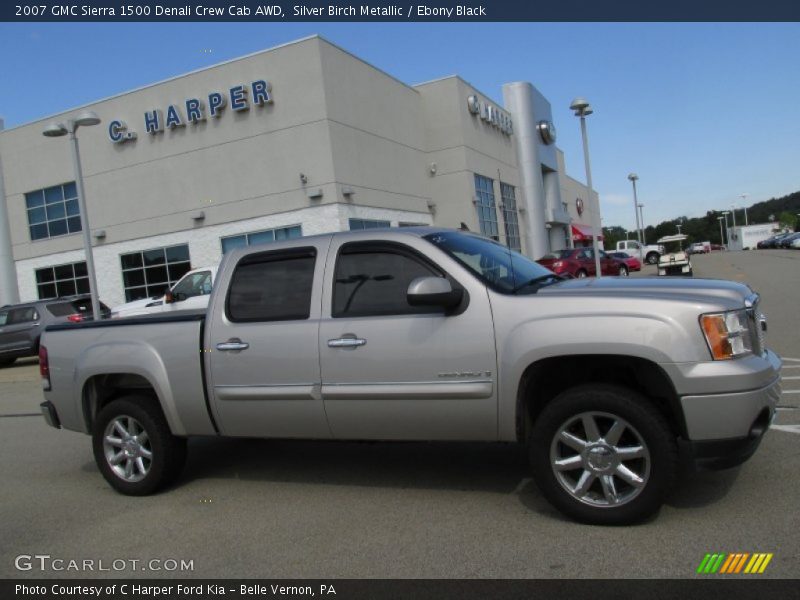 Silver Birch Metallic / Ebony Black 2007 GMC Sierra 1500 Denali Crew Cab AWD