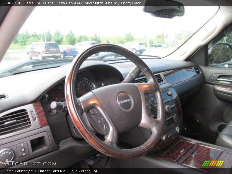 Silver Birch Metallic / Ebony Black 2007 GMC Sierra 1500 Denali Crew Cab AWD