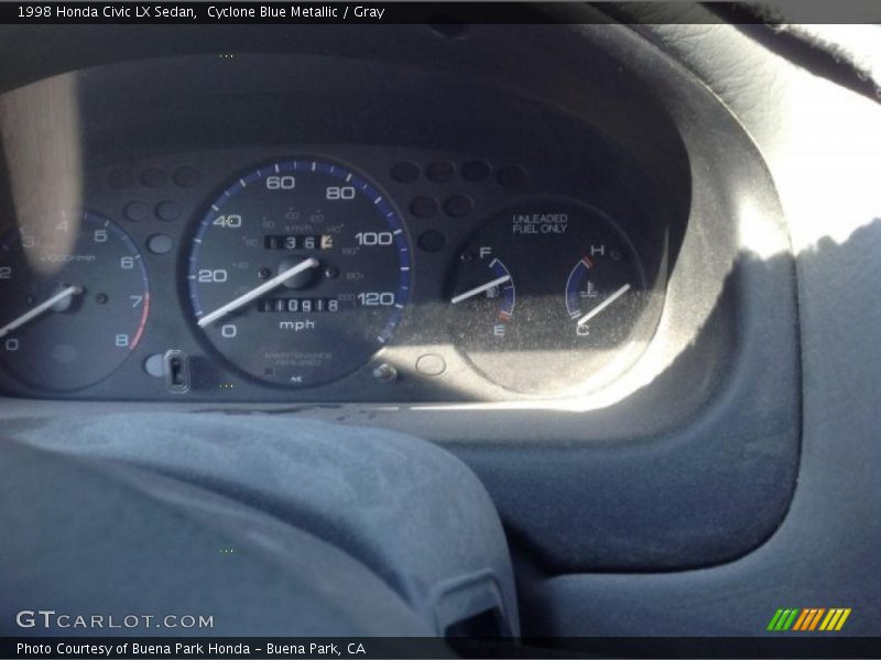 Cyclone Blue Metallic / Gray 1998 Honda Civic LX Sedan