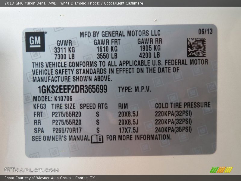 White Diamond Tricoat / Cocoa/Light Cashmere 2013 GMC Yukon Denali AWD