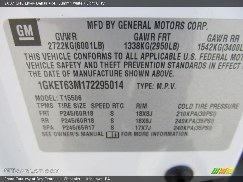 Summit White / Light Gray 2007 GMC Envoy Denali 4x4