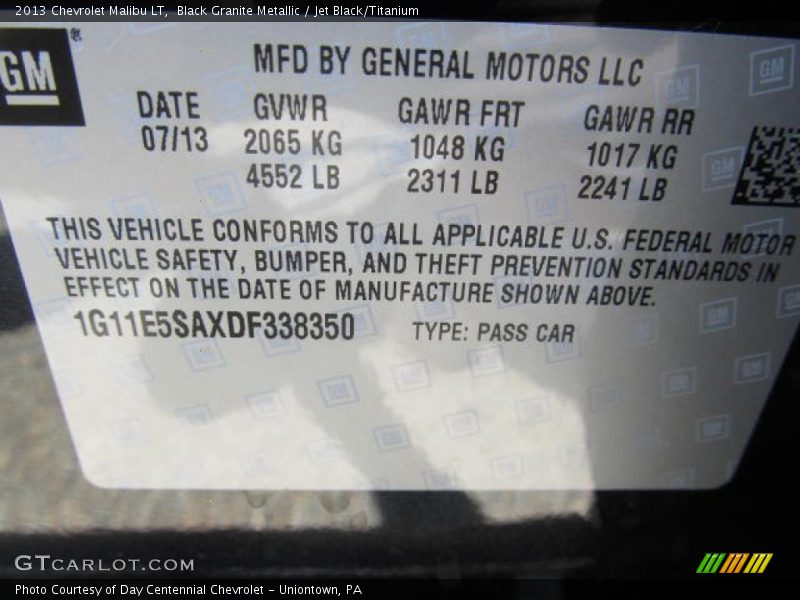 Black Granite Metallic / Jet Black/Titanium 2013 Chevrolet Malibu LT