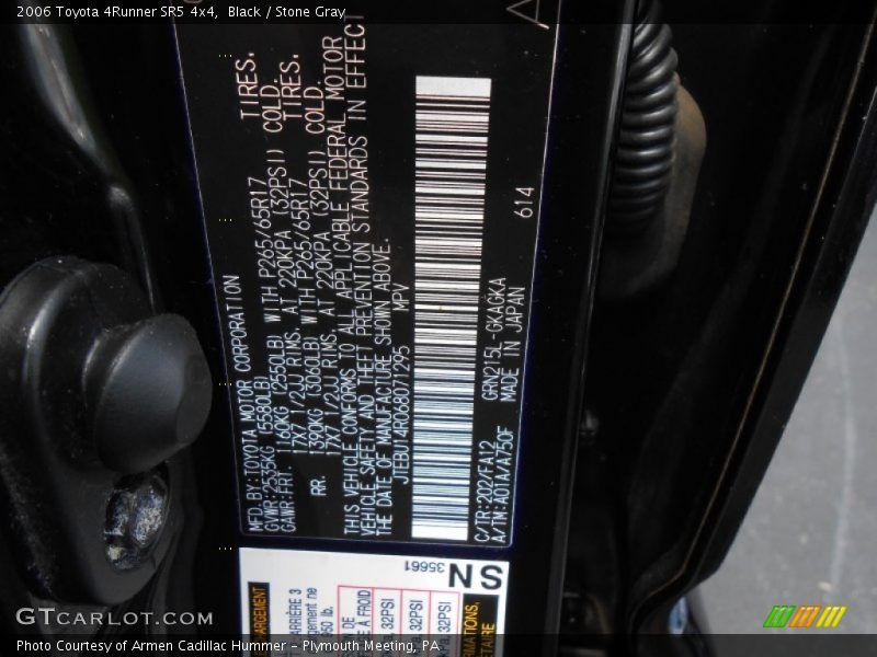 Black / Stone Gray 2006 Toyota 4Runner SR5 4x4