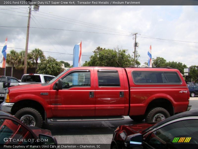Toreador Red Metallic / Medium Parchment 2001 Ford F250 Super Duty XLT Super Crew 4x4