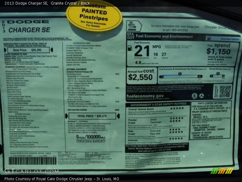 Granite Crystal / Black 2013 Dodge Charger SE