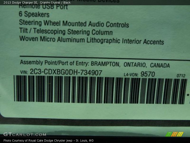 Granite Crystal / Black 2013 Dodge Charger SE