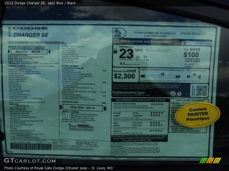 Jazz Blue / Black 2013 Dodge Charger SE