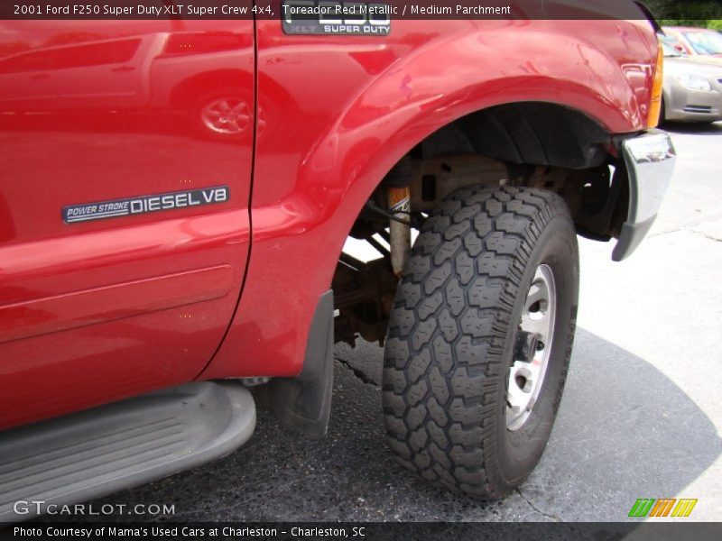 Toreador Red Metallic / Medium Parchment 2001 Ford F250 Super Duty XLT Super Crew 4x4