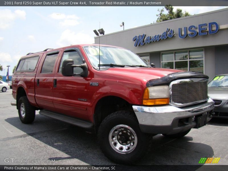 Toreador Red Metallic / Medium Parchment 2001 Ford F250 Super Duty XLT Super Crew 4x4