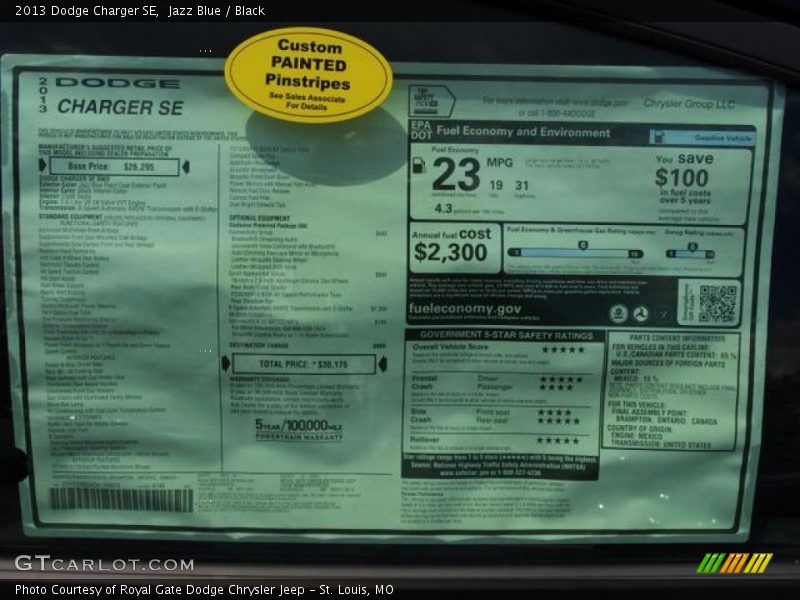 Jazz Blue / Black 2013 Dodge Charger SE