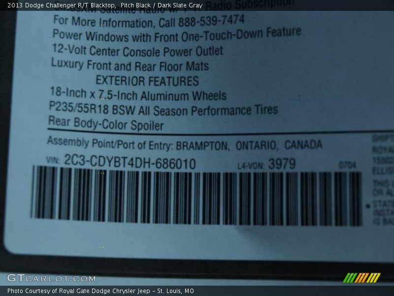 Pitch Black / Dark Slate Gray 2013 Dodge Challenger R/T Blacktop