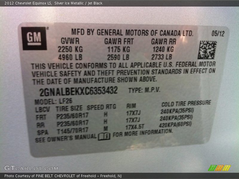 Silver Ice Metallic / Jet Black 2012 Chevrolet Equinox LS