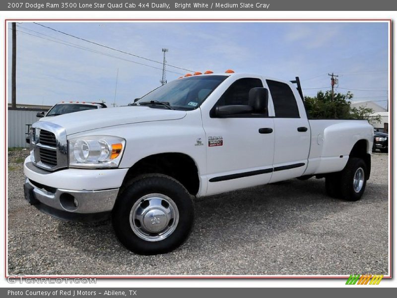 Bright White / Medium Slate Gray 2007 Dodge Ram 3500 Lone Star Quad Cab 4x4 Dually
