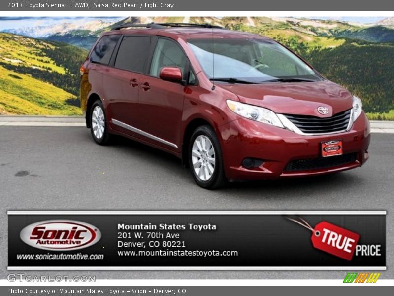 Salsa Red Pearl / Light Gray 2013 Toyota Sienna LE AWD
