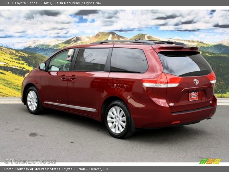 Salsa Red Pearl / Light Gray 2013 Toyota Sienna LE AWD