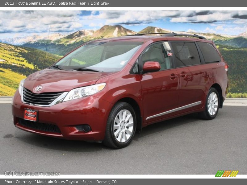 Salsa Red Pearl / Light Gray 2013 Toyota Sienna LE AWD