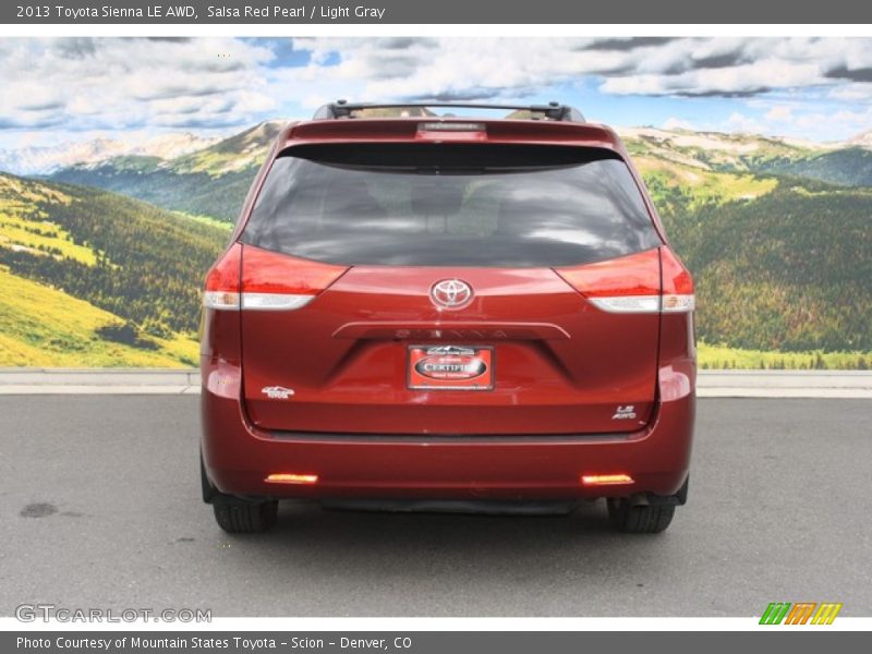 Salsa Red Pearl / Light Gray 2013 Toyota Sienna LE AWD
