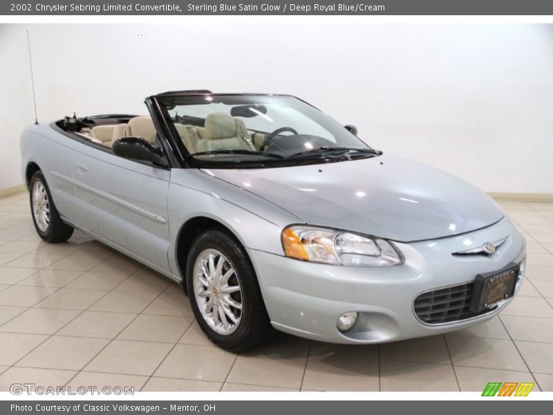 Sterling Blue Satin Glow / Deep Royal Blue/Cream 2002 Chrysler Sebring Limited Convertible