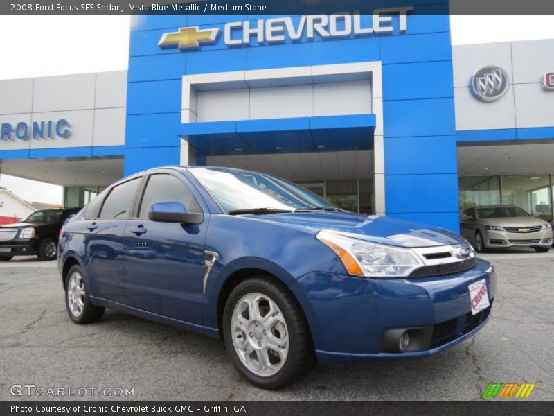 Vista Blue Metallic / Medium Stone 2008 Ford Focus SES Sedan