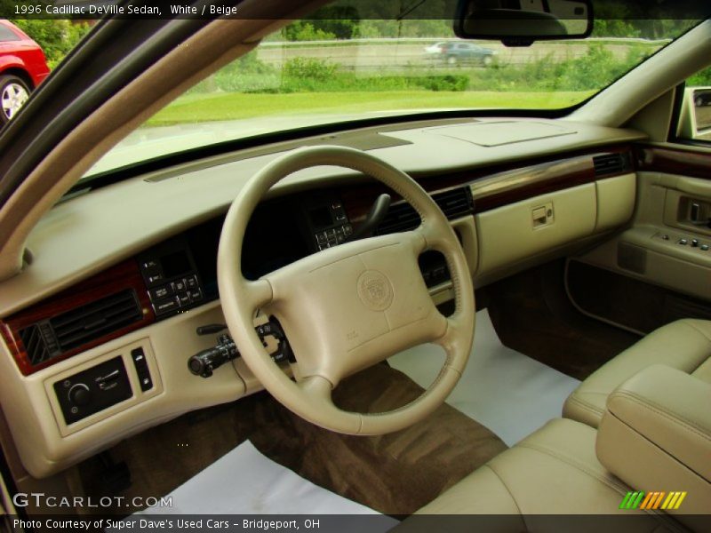 White / Beige 1996 Cadillac DeVille Sedan