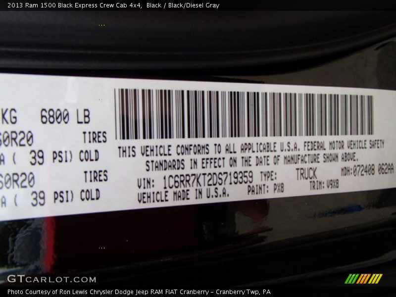 Black / Black/Diesel Gray 2013 Ram 1500 Black Express Crew Cab 4x4