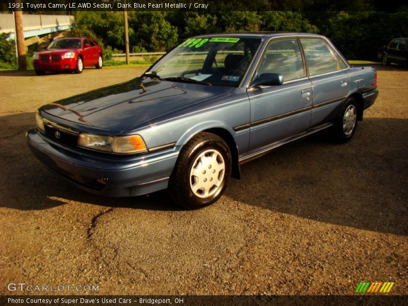 Dark Blue Pearl Metallic / Gray 1991 Toyota Camry LE AWD Sedan