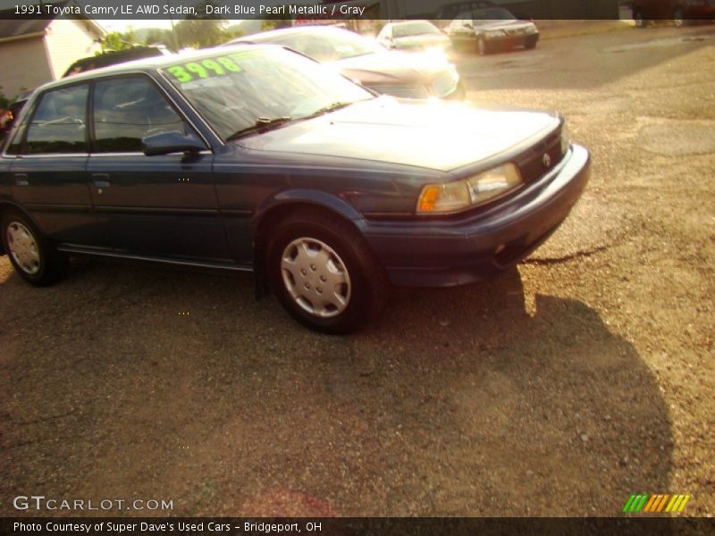 Dark Blue Pearl Metallic / Gray 1991 Toyota Camry LE AWD Sedan