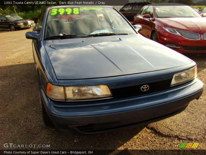 Dark Blue Pearl Metallic / Gray 1991 Toyota Camry LE AWD Sedan