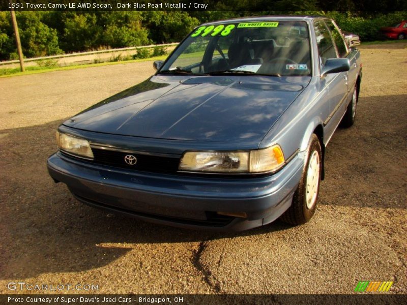 Dark Blue Pearl Metallic / Gray 1991 Toyota Camry LE AWD Sedan