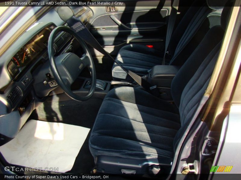 Dark Blue Pearl Metallic / Gray 1991 Toyota Camry LE AWD Sedan