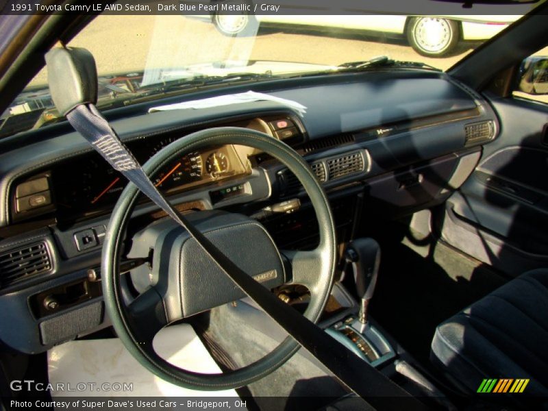 Dark Blue Pearl Metallic / Gray 1991 Toyota Camry LE AWD Sedan