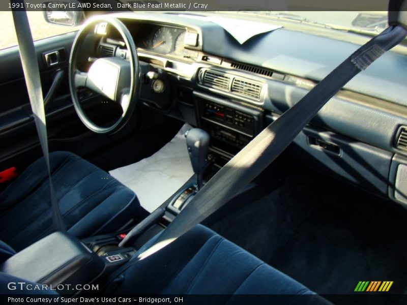 Dark Blue Pearl Metallic / Gray 1991 Toyota Camry LE AWD Sedan