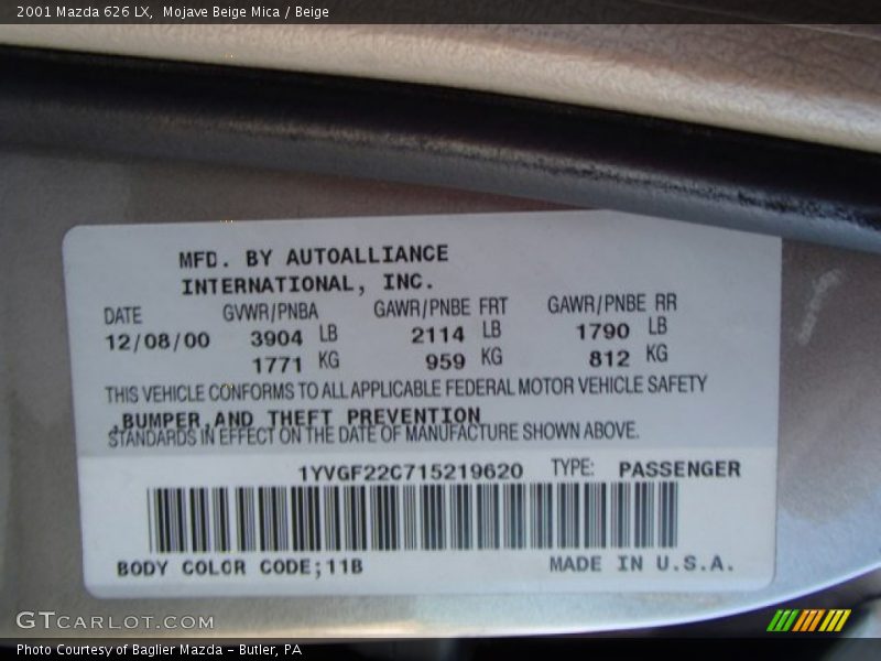 Mojave Beige Mica / Beige 2001 Mazda 626 LX