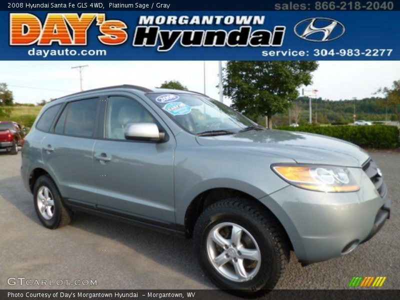 Platinum Sage / Gray 2008 Hyundai Santa Fe GLS 4WD