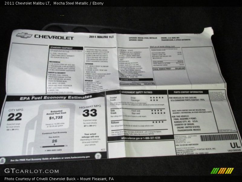 Mocha Steel Metallic / Ebony 2011 Chevrolet Malibu LT
