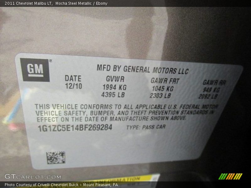 Mocha Steel Metallic / Ebony 2011 Chevrolet Malibu LT