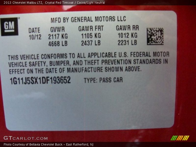 Crystal Red Tintcoat / Cocoa/Light Neutral 2013 Chevrolet Malibu LTZ