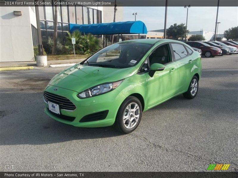 Green Envy / Medium Light Stone 2014 Ford Fiesta SE Sedan