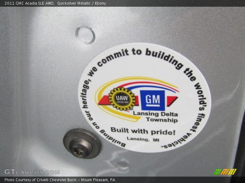 Quicksilver Metallic / Ebony 2011 GMC Acadia SLE AWD