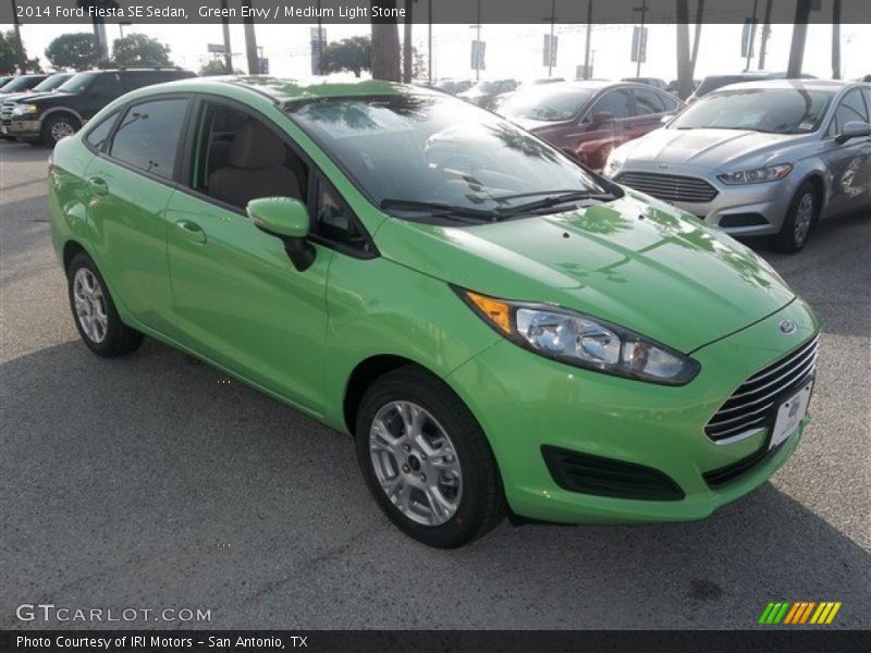 Green Envy / Medium Light Stone 2014 Ford Fiesta SE Sedan