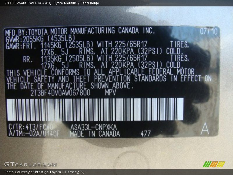 Pyrite Metallic / Sand Beige 2010 Toyota RAV4 I4 4WD