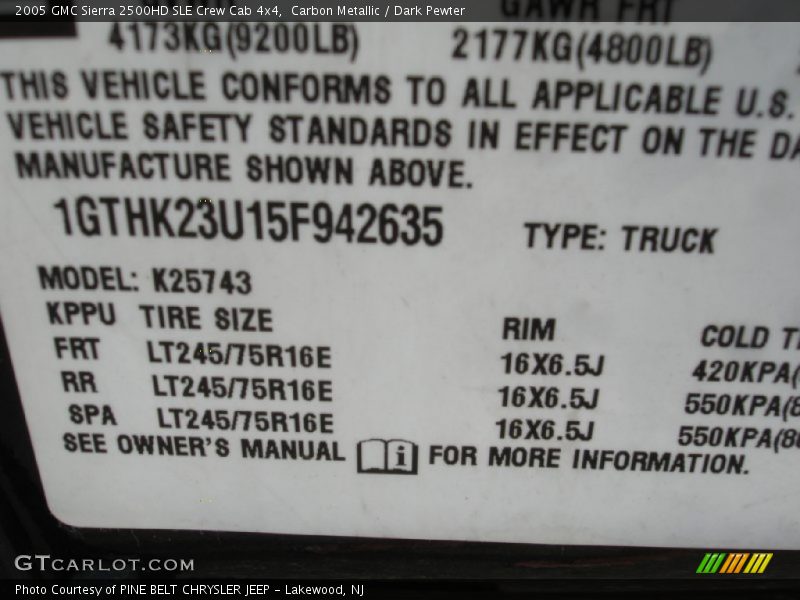 Carbon Metallic / Dark Pewter 2005 GMC Sierra 2500HD SLE Crew Cab 4x4