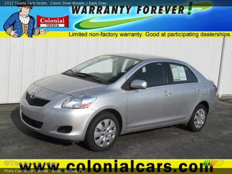 Classic Silver Metallic / Dark Gray 2012 Toyota Yaris Sedan